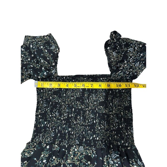 O.P.T. Black Floral Smocked Maxi Dress Whimsigoth Fairy Cottagecore Med Womens - Picture 8 of 14